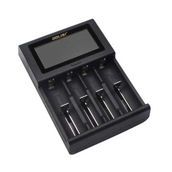 

GOLISI 2A LCD Smart Universal Battery Charger 4 Bay for Li-Ion 18650 21700 26650 20700 AA AAA Rechargeable Battery