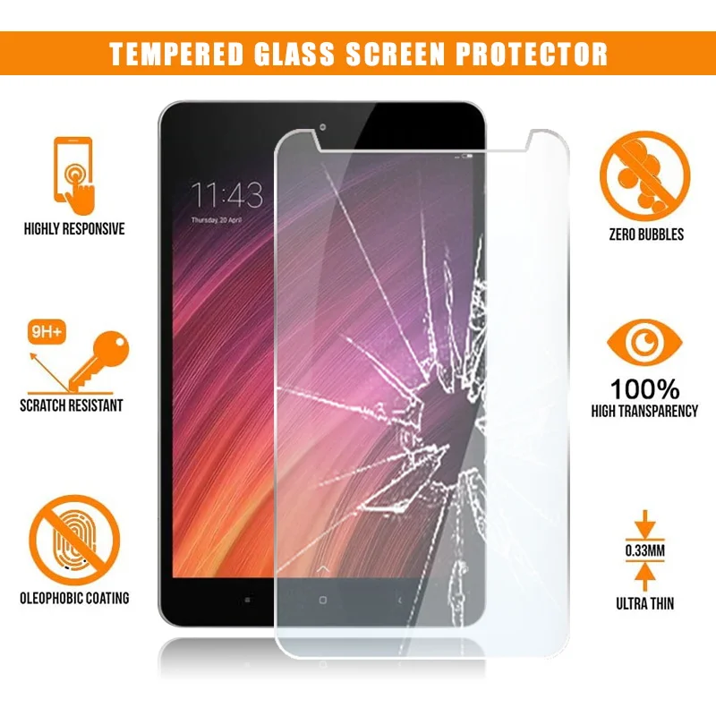 

For Xiaomi Mi Pad 3 Tablet Tempered Glass Screen Protector 9H Premium Scratch Resistant Anti-fingerprint HD Clear Film Cover