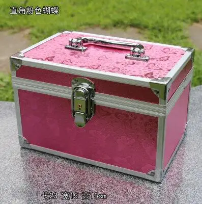23cm Профессиональный алюминиевый сплав Make up Box "Бабочки" макияж Чехол Красота чехол косметичка Multi яруса Блокируемая коробка для ювелирных изделий - Цвет: 23cm