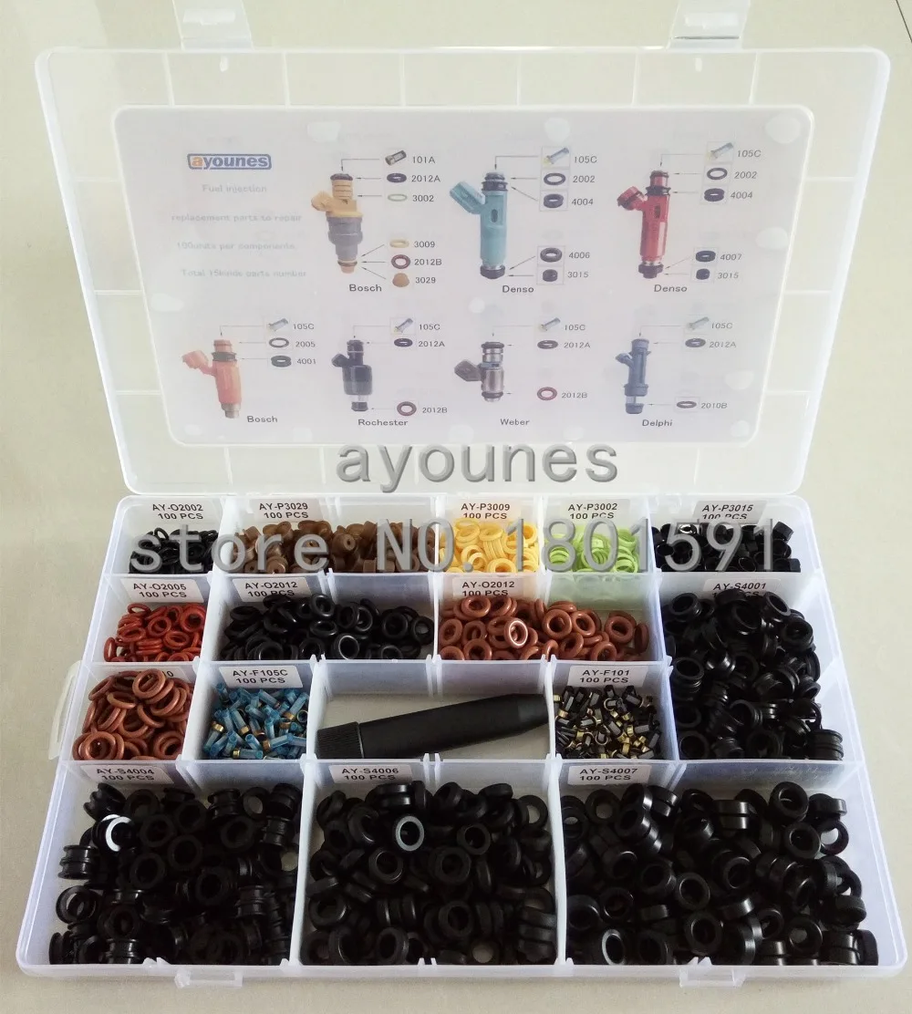 Fuel Injector Repair Kits for Ford Audi Mitsubishi Toyota 1501 Pieces/box diesel injector tube fuel injector cleaner fuel injector removal tool injector washer shims fuel injector seals repair kit gasket