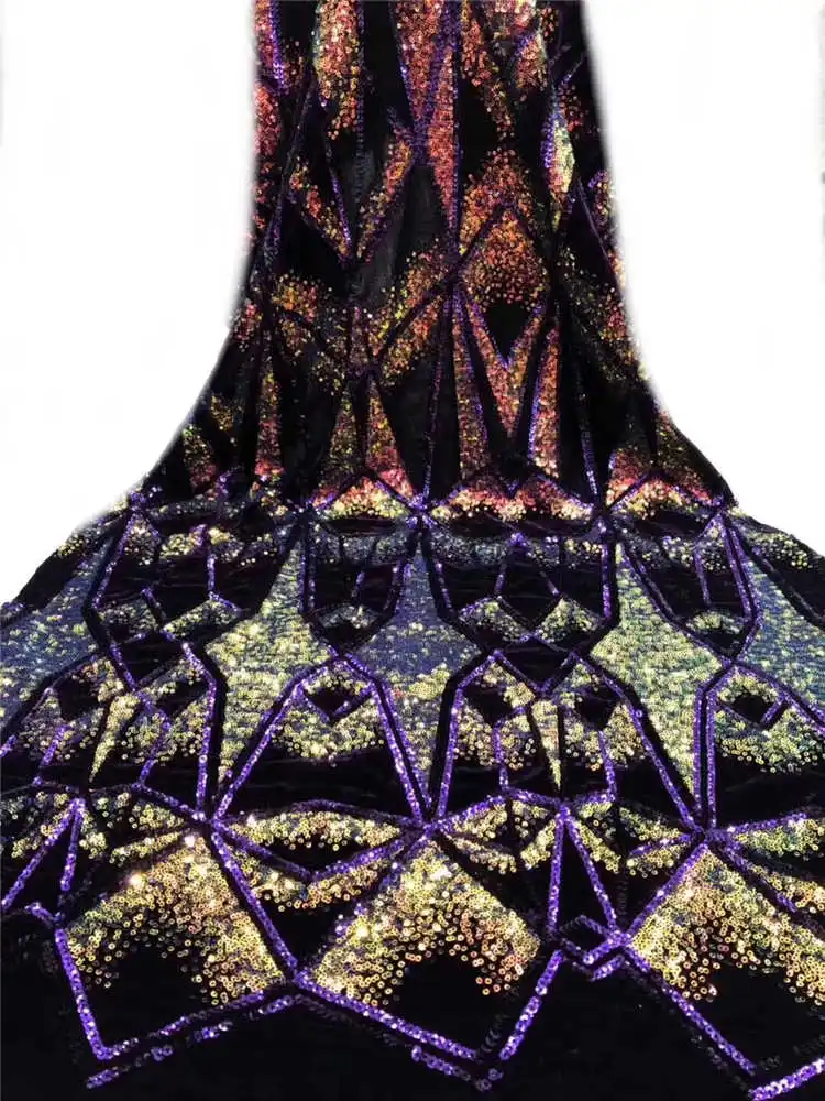 

Latest Nigerian Lace Fabric 3D Sequins French net lace 2019 Beautiful coloured lace fabric for Party couture dress NX126s