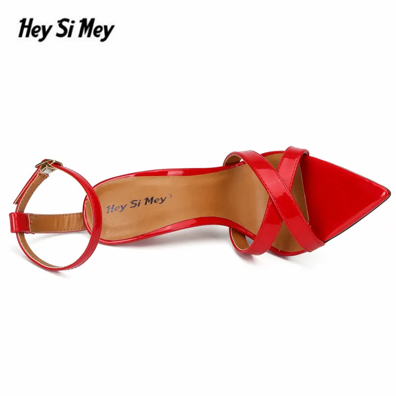 Туфли HSM женские на шпильке 14 см пикантные босоножки с ремешком щиколотке туфли