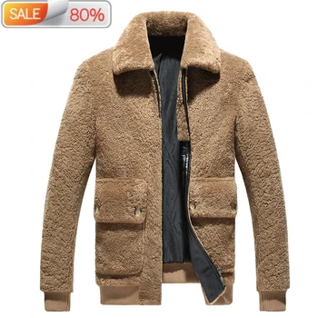 

Autumn Winter Jacket Men Natural Fur New Leather Jackets Real Sheep Shearling Coat Vintage Erkek Mont 340 B2A00