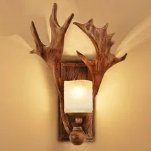 

Nordic Retro Wall Light Staircase Vintage Bedside Bracket Light Fixtures Antler Nostalgic American Country Bar Cafe Wall Lamp