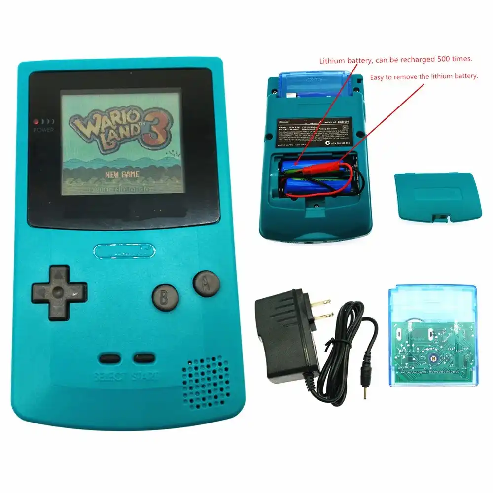 Refurbished Rechargeable For Gameboy Color Gbc Console Game Card Charger Teal Green Gbc Replacement Parts Accessories Aliexpress