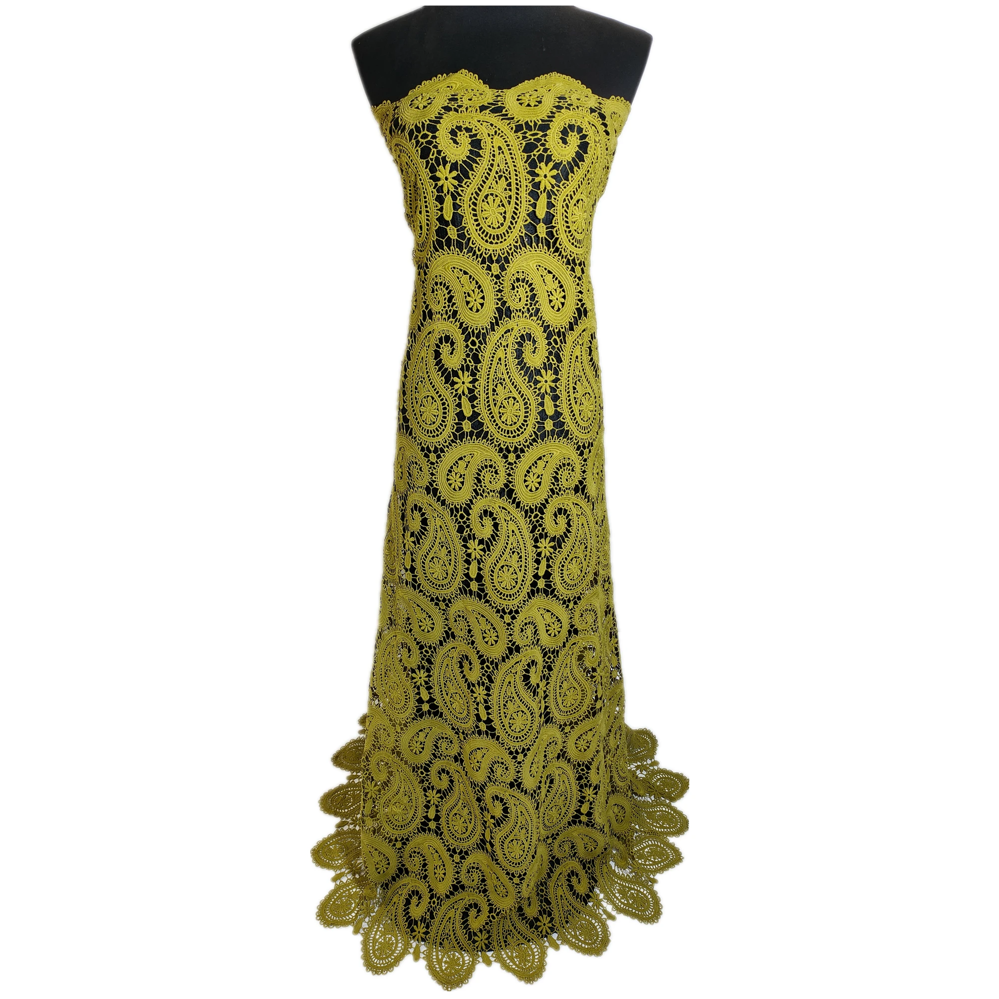 Гипюровая кружевная ткань высокого качества плотное кружевное свадебное платье