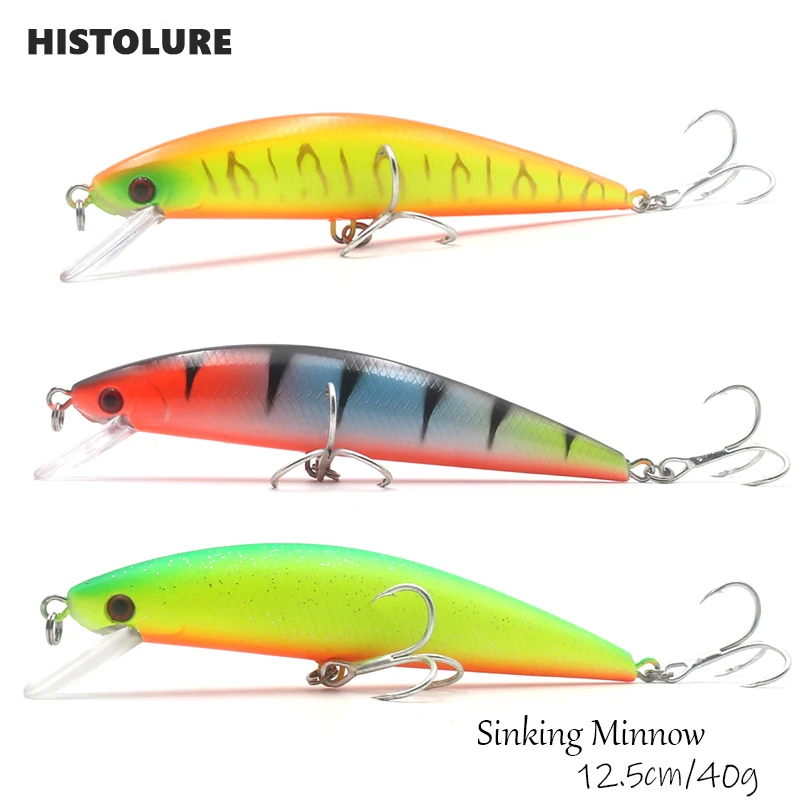 HISTOLURE Рыбалка Тонущая приманка MINNOW 125 мм 40 г глубина 2m искусственная жесткая