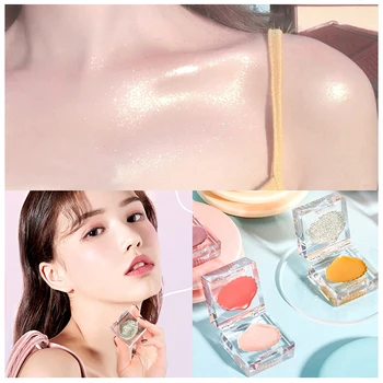 

Double Color Highlighter Makeup Palette Brighten Shimmer Shells Ice Mousse Blushes Illuminator Face Body Shine Cream