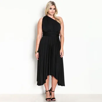 

Mid-Length Black Party Dress Sexy One Shoulder Loose Dresses Vintage Plus Size Vestidos Female Beach Summer Sundres