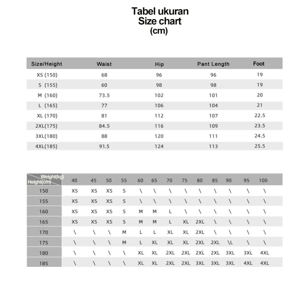 18PT001尺码- 英文