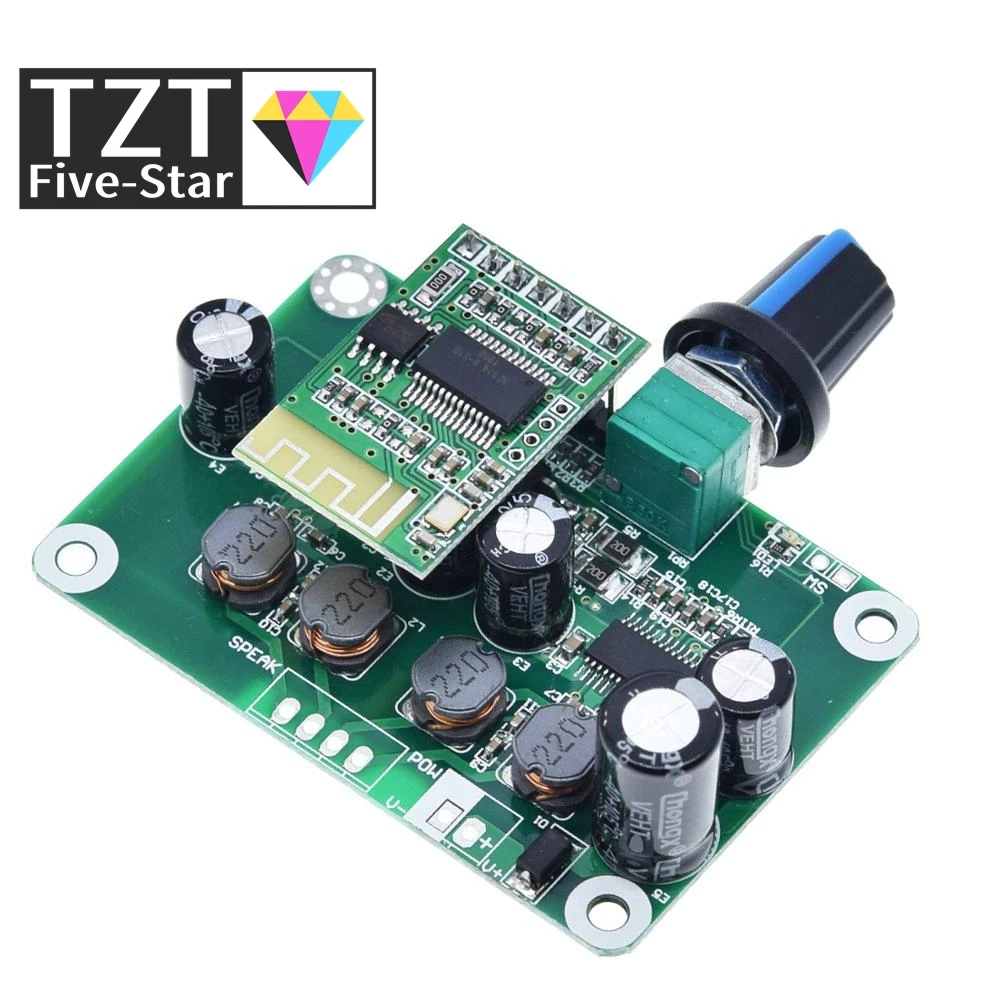 Модуль платы цифрового стерео аудио усилителя мощности TZT Bluetooth 4 2 TPA3110 30 Вт + 12 в-24