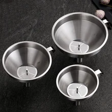 3Pcs Funnel Set Stainless Steel Funnels Wide Mouth Oil Liquid Funnel with Filter Kitchen Funnel for Bottle Canning Kitchen Tools