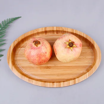 

Chinese Style Bamboo Oval Tray Cake Tray Cheese Board Tableware Green Wood Kitchen Tools