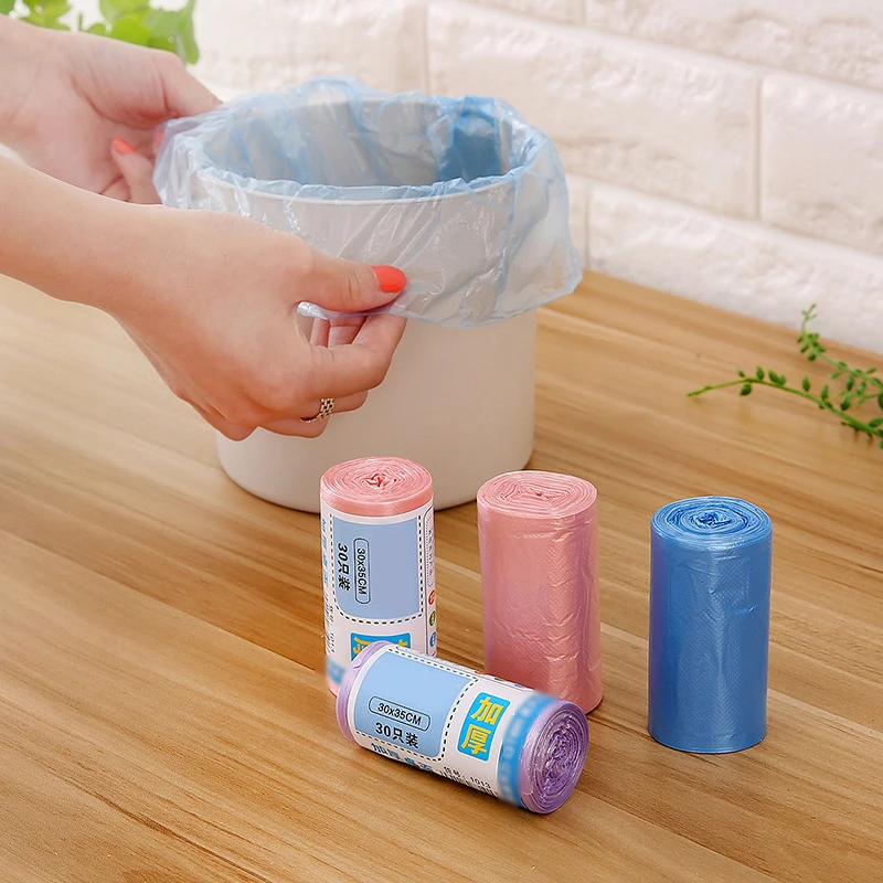 30Pcs/Roll Thicken Desktop Small Garbage Bags Household Car Mini Disposable  Plastic Rubbish Bags Trash Bag 30*35cm