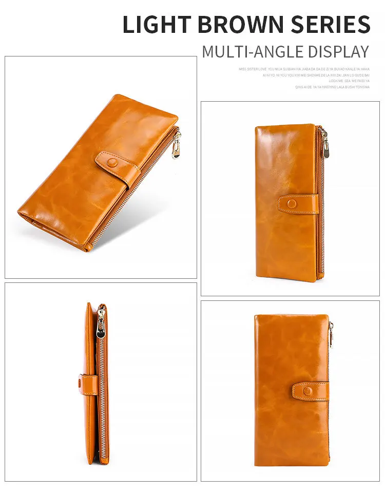 Women's Bag, Leather Leisure Wallet, Women's Multi-functional Handbag, Antique and Burglar-proof Wallet
