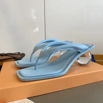 

Flip-flops Shoes Women Outdoor Indoor Shoes Genuine Cow Leather Kitten Heels Fashion Female Slippers Women Sandals Femmes