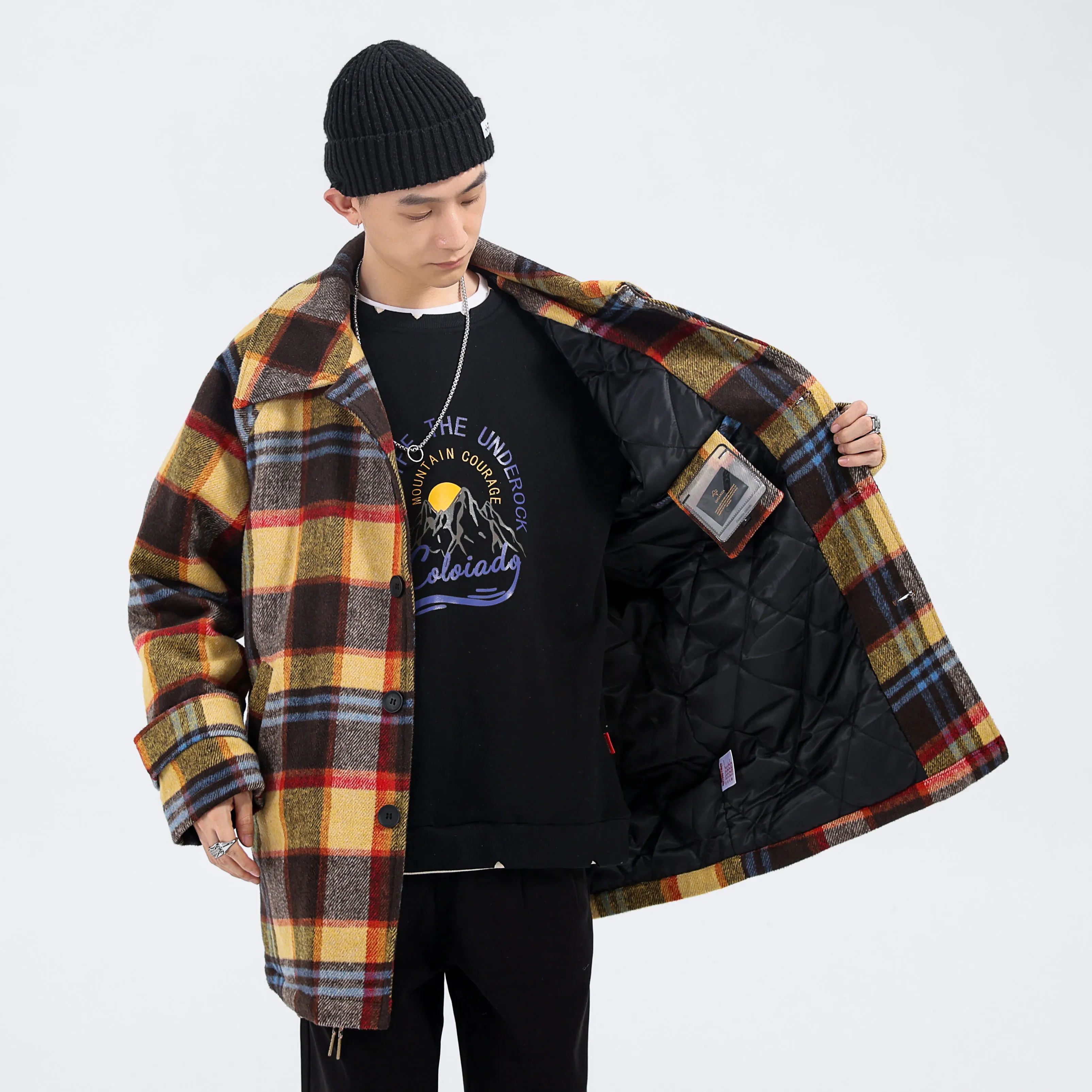 

2021 men's winter new cotton woolen coat