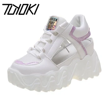 

Tuyoki Women Sneakers Shoes Round Toe Platform Sneakers Lace Up Hollow Out Casual Shoes Walk Summer Ladies Footwear Size 35-39