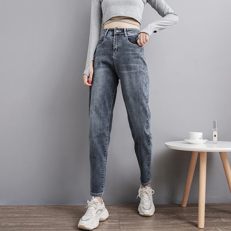 Джинсы Для Мамы Женские винтажные джинсы с высокой талией для женщин тонкие Стрейчевые джинсовые Джинсы 4XL размера плюс хлопок