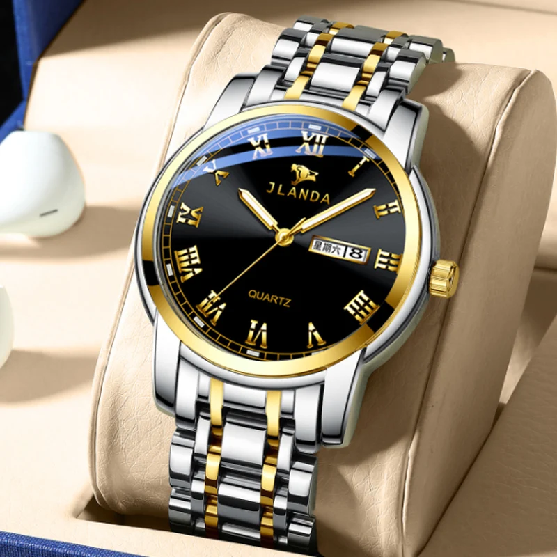 Men's Steel Band Fashion Quartz Watch Waterproof Calendar Luminous Men's Watch Student Sports Timing Multifunctional Watch