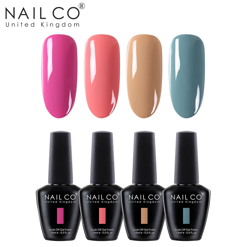 NAILCO 4 шт. 15 мл Гель-лак для ногтей DIY Nail Art Laquer светодиодный Гель-лак для ногтей Блестящий замачиваемый полуперманентный гель для подарка жены - Цвет: ZH24