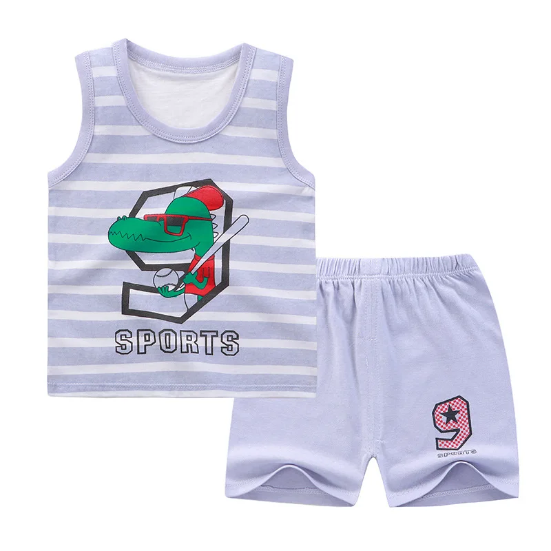 summer sleeveless Children's Cotton Newborn Baby Boys Girls Cotton Casual Set 0-3year Baby Clothes Set Casual Home Service new baby clothing set	