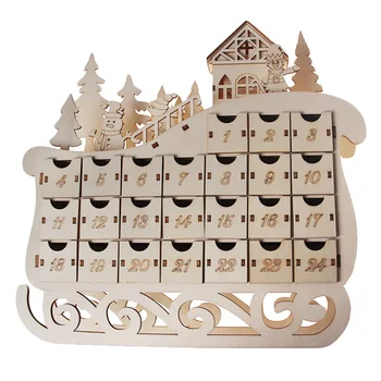 

Gift Living Room DIY Craft Sleigh Design Festival Wooden Event Christmas Desk Calendar Home Drawer Ornament Holiday Office