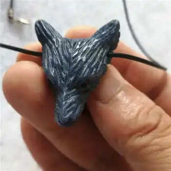 

drop shipping Natural Lapis lazuli Crystal gemstone wolf pendant meditation reiki healing chakra crystal Wolf Necklace for men