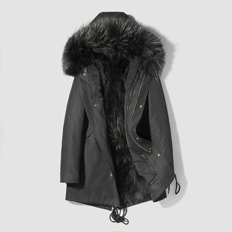 

Real Fur Coat Natural Raccoon Fur Parka Winter Jacket Men's Warm Hooded Parkas Plus Size Jackets Jaqueta De Couro