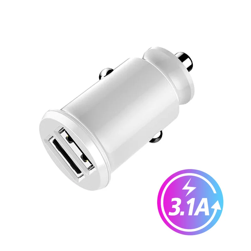3.1A white charger ANKNDO мини автомобильный телефон зарядное устройство двойной USB 2 порта мобильный телефон Зарядка адаптер 3.1A Быстрая зарядка для iPhone 11 Xiaomi 7 8 huawei - Тип штекера: 3.1A white charger