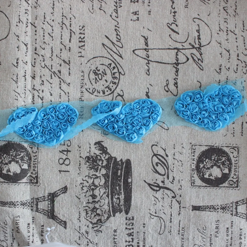 Rosette heart flower trim shabby flower trim chiffon heart flower hair accessories (9)