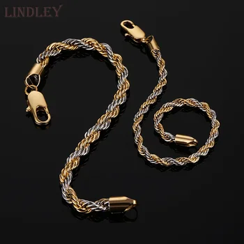 

LINDLEY 2020 Gold-Color Punk bracelets for Men and Women Multilaye Twisted Thick Chain couple snake bracelet jewelry charm Gift