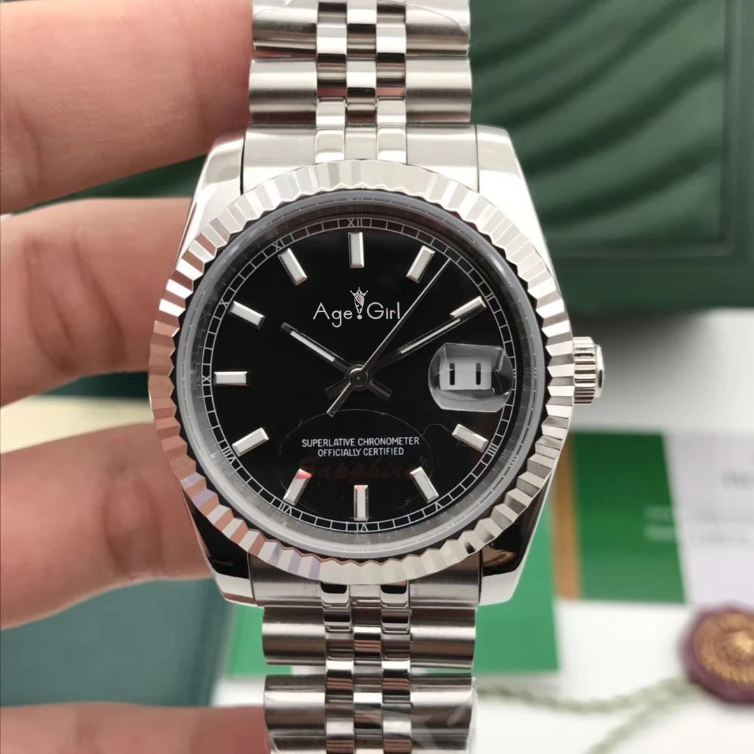 Роскошные брендовые новые автоматические механические мужские часы Datejust из нержавеющей стали сапфировые серебряные черные римские спортивные часы 36 мм AAA