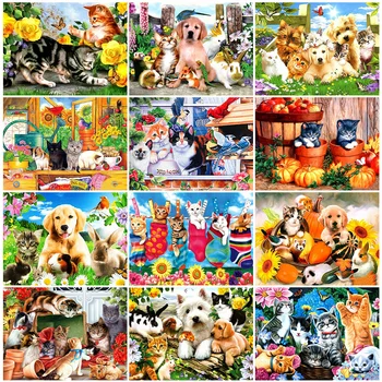 

HUACAN 5D DIY Diamond Embroidery Full Drill Animal Diamond Painting Sale Cat New Arrival Home Decoration