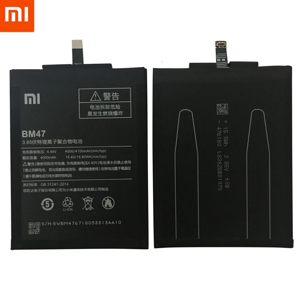 2020 Новинка 100% оригинал BM47 полная емкость 4000 мАч батарея для Xiaomi Redmi 3 3S 3X Xiao mi Hongmi 4x