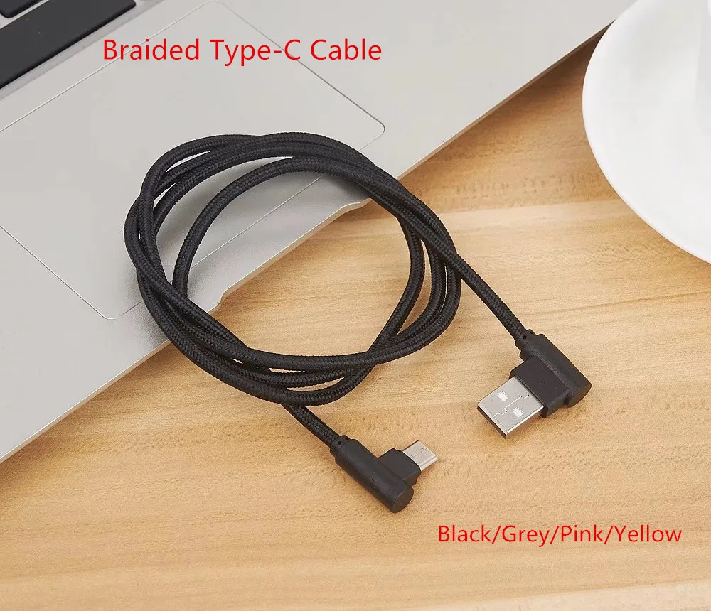 

Type C Cable 90 Degree 2A usb-c Braided Cord Power bank Fast Charge Data line 20/100CM For Xiaomi Mi 9 9SE CC9 A3 Redmi Note 8