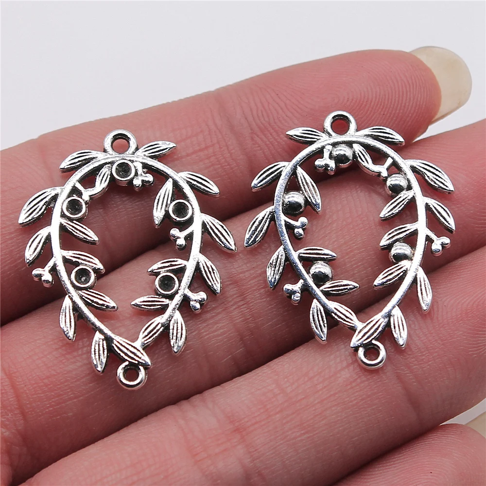 10pcs 25x31mm Twig Porous Connector Earring Connectors Antique Silver Plated Charms For Jewelry Making Jewelry Accessories