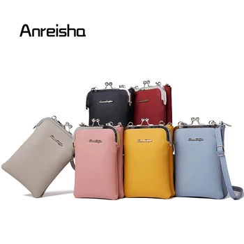 

Anreisha Small Mobile Phone Bag Women Fashion Casual shoulder Bag Ladies Leather Mini messenger Bag New Color Ladies Wallet