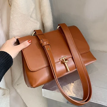 

HOT Niche Design High-end Office Lady Winter New Korean Texture Shoulder Bag Large Capacity Fashion Messenger Bag Width: 26cm