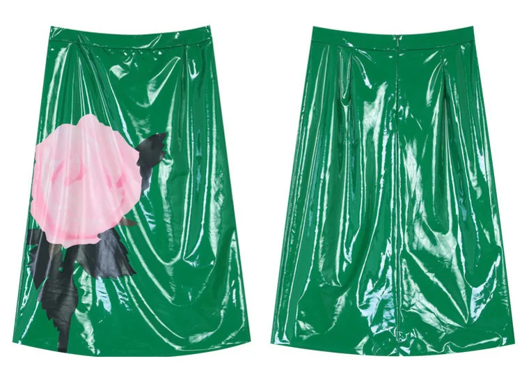 ELFSACK Винтаж Цветочный принт Для женщин юбки Осень новинка, средняя талия, купальник, Повседневное зеленая юбка Уличная Повседневное Femme низ