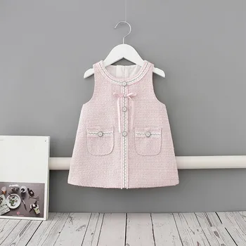 

Girls Dress 2020 New Spring Brand A-line Girls Clothes Sleeveless Children Clothing with Two Pockets 0-4Y