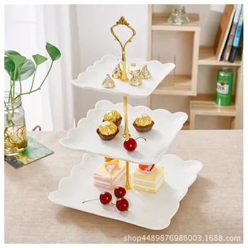 

European Ceramic Dried Fruit Plate, Three Layers Afternoon Tea Snack Plate, Multi-Layer Fruit String Plate, Wedding Cake Rack