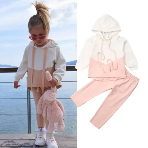 

JOYINPARTY 1-4Y Toddler Kids Baby Girl Clothes Sets Patchwork Tracksuit Hooded Shirt Top Pants Outfits Clothes 2PCS