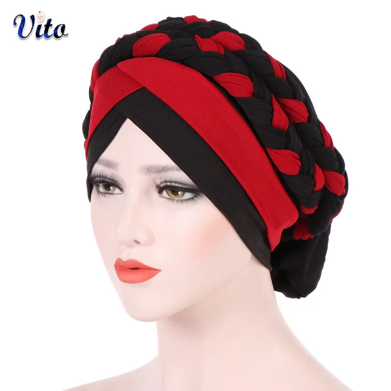 

Islamic Prayer Hats Hijab Braids caps Womens Muslim Inclusive Cap Muslims Hat Islamic clothing Double color head wraps