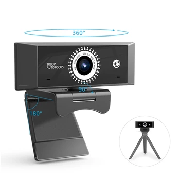 

1080P Web Camera 360 Rotating USB 2.0 Auto Focusing Webcam with Microphone for Computer PC Laptop Desktop Video Conferencing