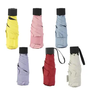 

Portable Solid Color Umbrella Flat Rainy Umbrellas Parasol Folding Sun Umbrella Mini Umbrella Women Girls Traveling Rain Gear