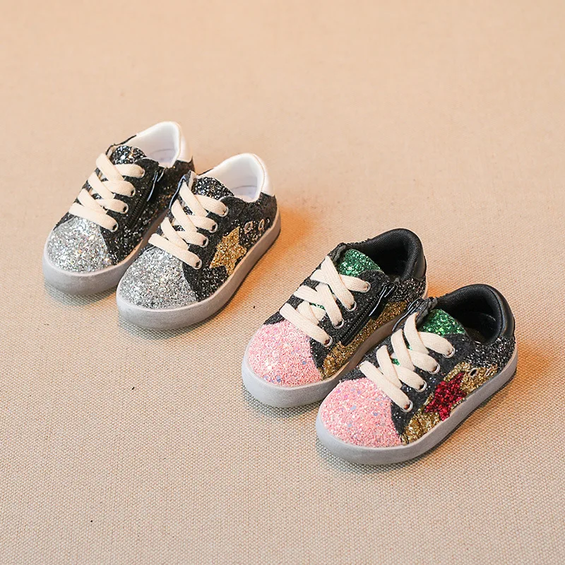 

Autumn New Style Sequin Soft-Sole Comfortable Leather Shoes Girls' Casual Shoes Anti-slip Children Shoes Students Shoes Korean-s