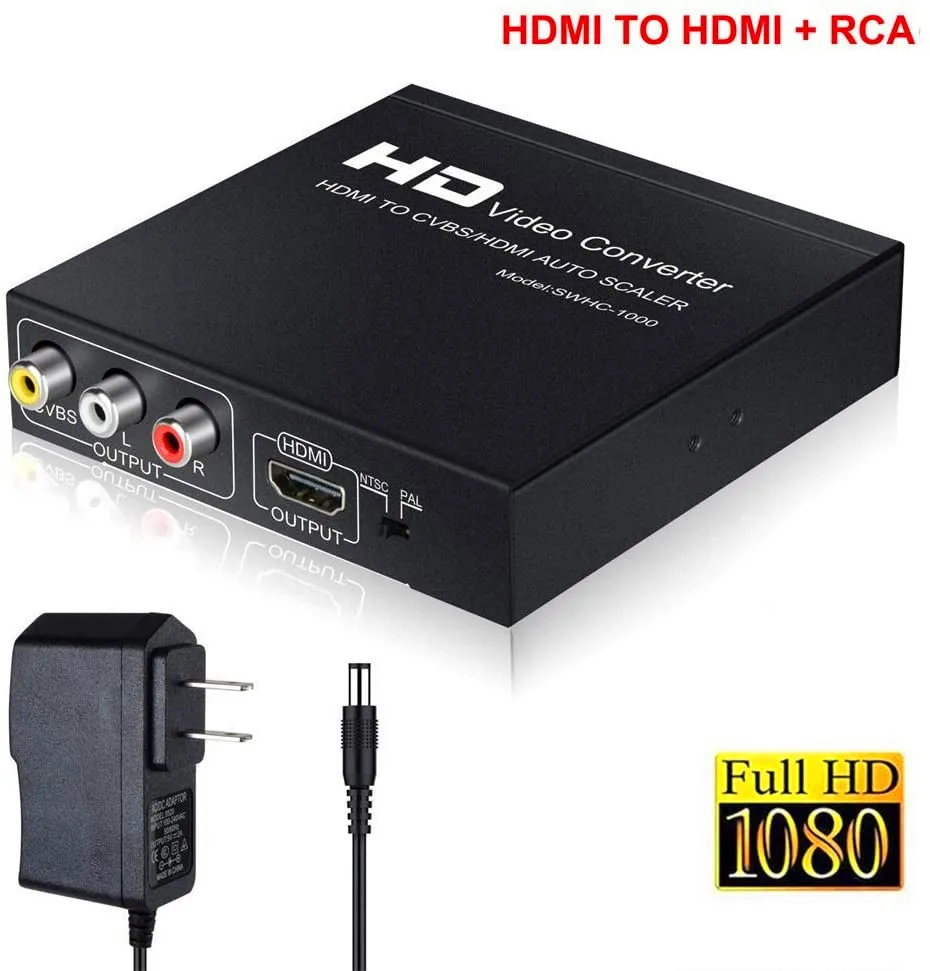 HDMI to RCA HDMI Converter 3RCA CVBS AV Composite Video Audio Adapter With 3 5mm Headphone Support 1080P PAL NTSC