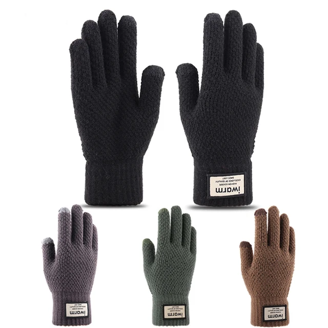 1 Pair Touch Screen Knitted Gloves Winter Autumn Men Male Thicken Warm Wool Solid Gloves Mitten Business Gloves High Quality