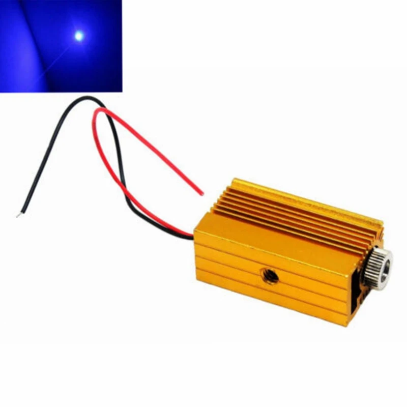 Laser Diode Module Focusable 450nm 50mW Blue Dot Shape 12X45mm w/Driver-in & 12mm Heatsink